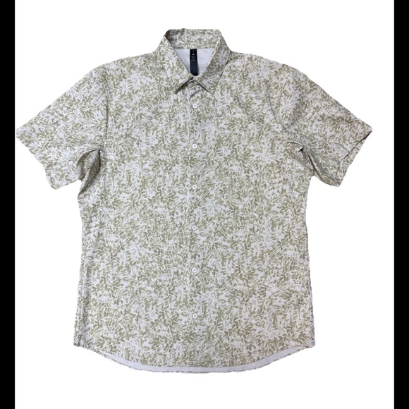 Lululemon Button Down Short Sleeve Shirt Patterned Casual Men’s Sz M NWOT - Picture 1 of 12